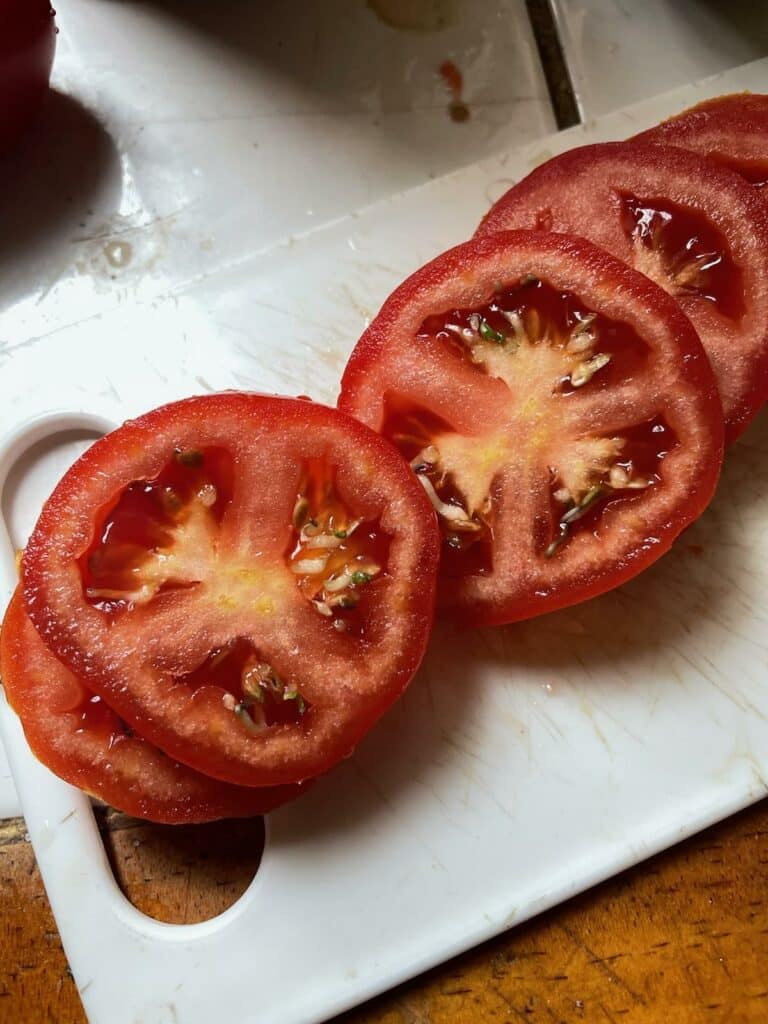 sprouted tomato slices