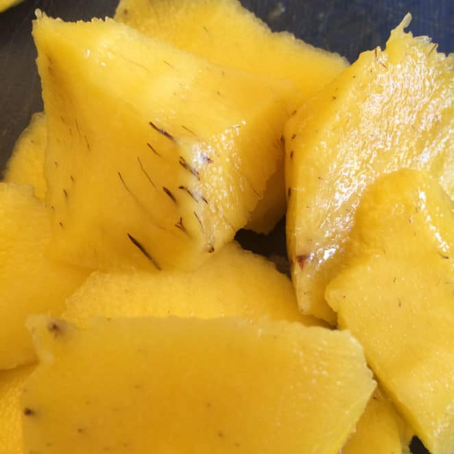 It's OK to eat mangos like these that have black lines in the flesh