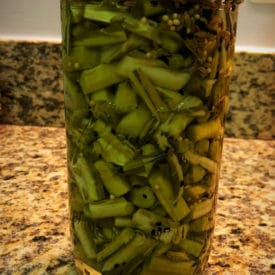 Collard stem fridge pickles