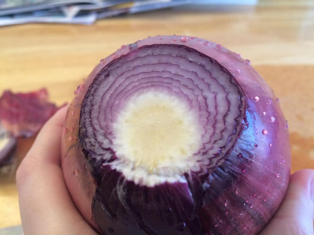 Hard, white area in onion?