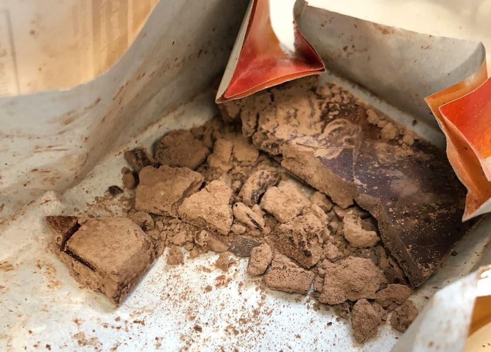 Whitish stuff on chocolate is edible, but...