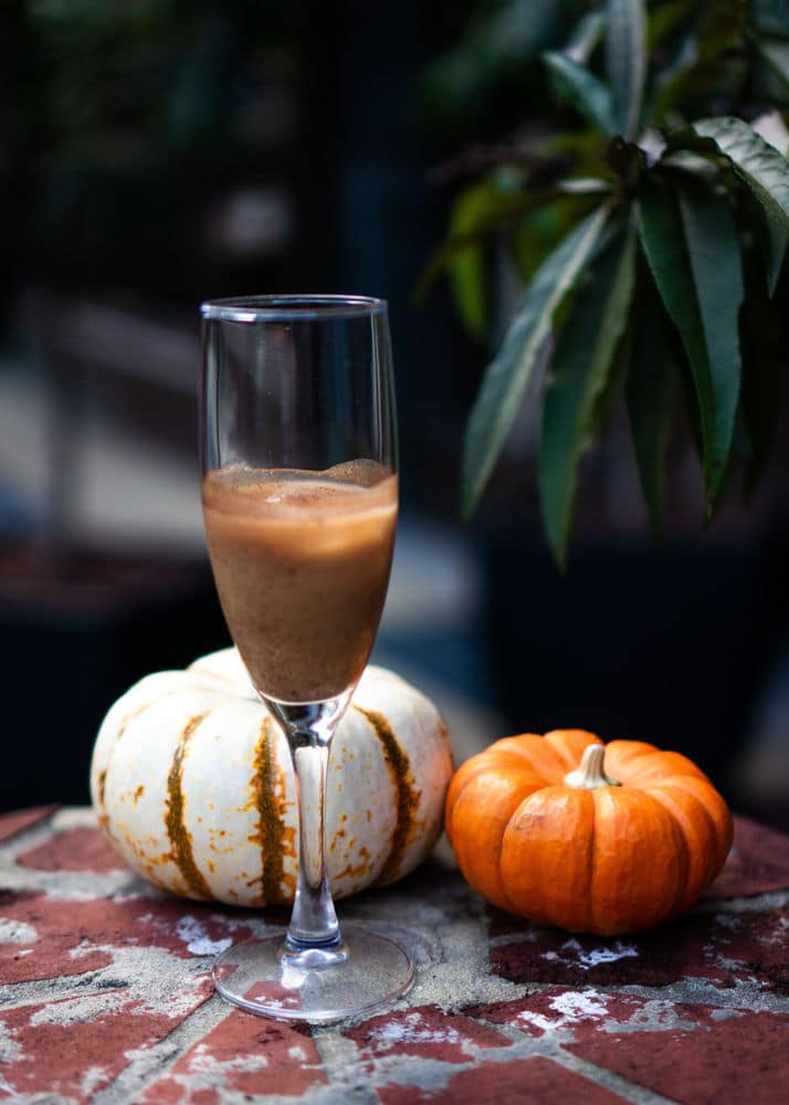 The Great Pumpkin, a drink served at FireFly on the RescueDish walking tour. It's made with ground up pumpkin seeds from pumpkins from the hotel's rooftop garden.