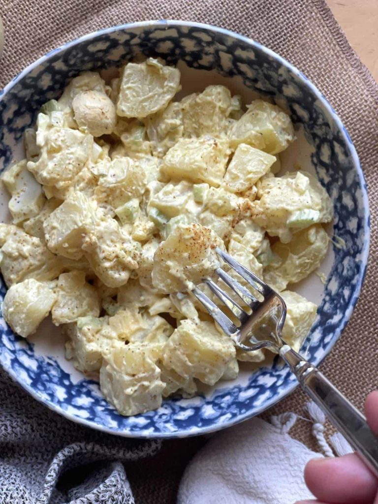 Potato egg salad with pickle juice