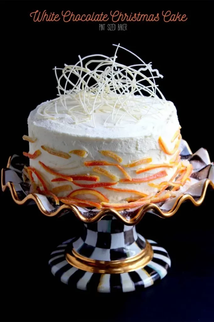 cake garnished with candied citrus peels