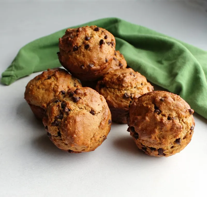 Oat and chocolate chip sourdough discard muffins