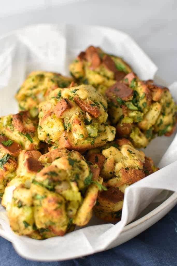 holiday stuffing balls from stale bread