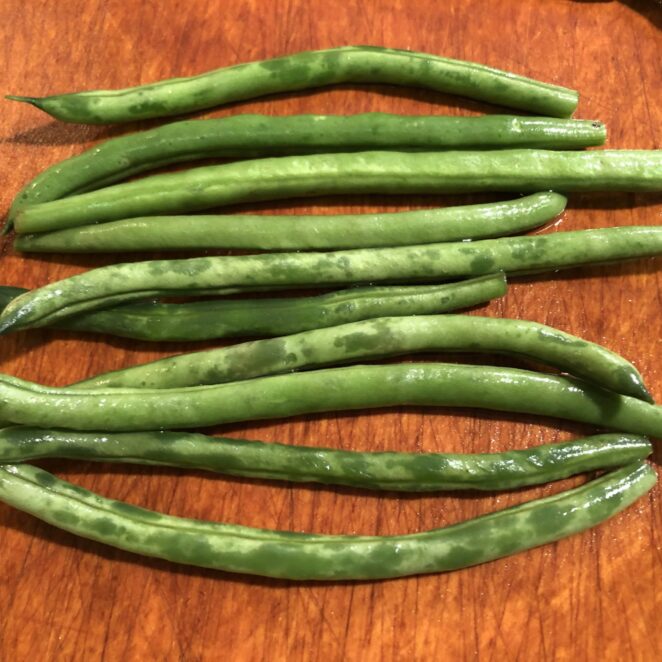 water-soaked, translucent spots on green beans